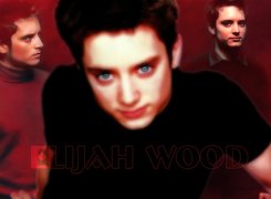 Elijah Wood,czarna koszulka, niebieskie oczy