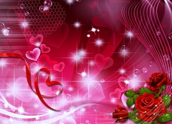 Grafika, Walentynki, Róża, Serca