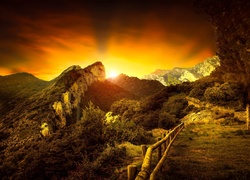 Góry, Zachód Słońca, Krajobraz, Hiszpania