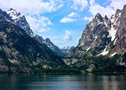 Jenny Lake, Moose, Wyoming, Park, Jezioro, Góry, USA