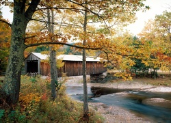Młyn, Wodny, Rzeka, Jesień, Vermont, Anglia