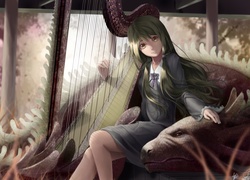 Dziewczyna, Smok, Harfa, Anime