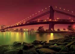 Miasto nocą, Oświetlony, Most