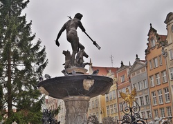Polska, Gdańsk, Fontanna Neptuna, Kamienice