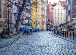 Gdańsk, Ulica, Rower, Kamienice, HDR
