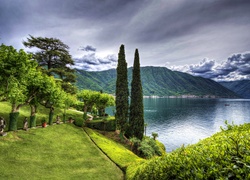 Włochy, Jezioro , Góry, Drzewa