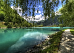 Góry, Jezioro, Las, Droga, Słowenia