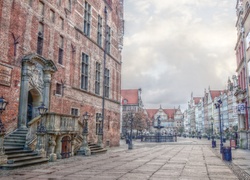 Gdańsk, Ratusz, Budynek, Ulica, Kamienice, HDR