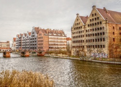 Gdańsk, Kamienice, Woda, Rzeka, Motława, HDR