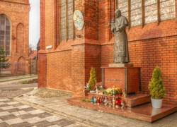 Polska, Gdańsk, Bazylika św. Brygidy, Posąg, Papież, Jan Paweł II, HDR