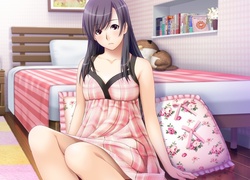 Smutna, Dziewczyna, Pokój, Meble, Poduszki, Manga, Anime