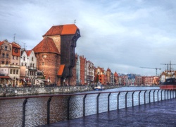 Gdańsk, Motława, Rzeka, Kamienice, Zabytki, Nabrzeże, HDR