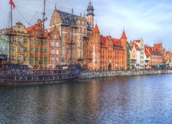 Gdańsk, Motława, Rzeka, Kamienice, Zabytki, Łódź, HDR