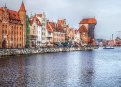 Gdańsk, Kamienice, Rzeka, Motława, HDR