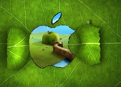 Zielone, Logo, Apple, 3D