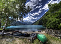 Łódki, Góry, Jezioro, Las, Szwajcaria