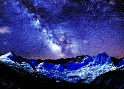 Góry, Noc, Galaktyka, Gwiazdy