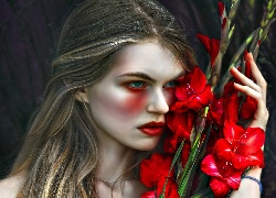 Agnieszka Lorek, Modelka, Kwiaty, Gladiole, Art