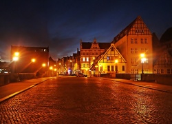 Miasto, Gdańsk, Ulica, Kamienice, Latarnie