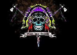 Indianin, Czaszka, Siekiera, Tribal, Napis, Abstrakcja, Hipster