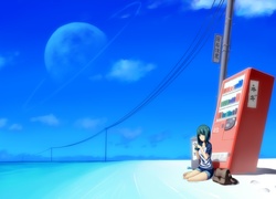 Dziewczyna, Plaża, Automat, Anime