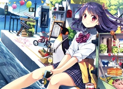 Dziewczyna, Telefon, Woda, Anime