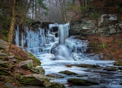 Zamarznięty, Wodospad, Ricketts Gen State Park, USA