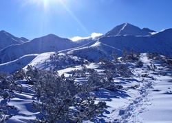 Tatry, Polska, Zima, Promienie Słońca