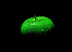 Jabłko, Zielone, Krople Wody