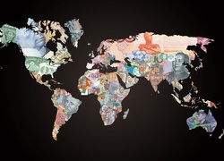 Mapa, Świata, Waluty