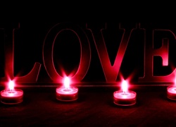 Świeczki, Napis, Love, Miłosne