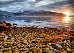 Góry, Wschód słońca, Kamienie, Norwegia