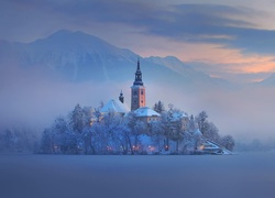 Kościół, Mgła, Góry, Słowenia
