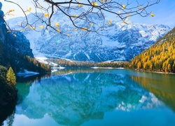 Jezioro, Góry, Lasy, Pierwszy, Śnieg, Nad, Alpami