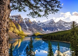 Góry, Jezioro, Las, Alberta, Kanada