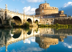 Włochy, Rzym, Rzeka, Tyber, Most św. Anioła