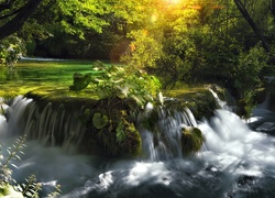 Park Narodowy Plitvice, Chorwacja, Rzeka, Wodospad