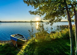 Łódka, Jezioro, Promienie Słońca