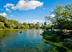 Park, Rzeka, Wieżowce, Natura