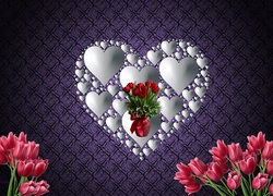 Grafika, Miłość, Serce, Tulipany, Walentynki