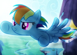 Rainbow Dash, Słońce, Rzeka, Góry