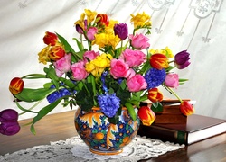 Bukiet, Wiosenne Kwiaty, Kolorowy Wazon, Dekoracja