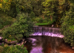 Las, Wodospad, Park, Krajobrazowy, Yarrow Valley, W Chorley