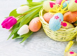 Koszyk, Jaja, Tulipany, Wielkanoc
