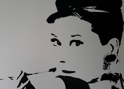 Rysunek, Kobieta, Spojrzenie, Audrey Hepburn