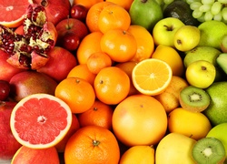 Różne, Owoce, Pomarańcza, Cytryny, Kiwi, Awokado, Granat, Winogrono, Grejpfrut