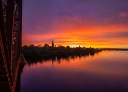 Rzeka, Zachód słońca, Niebo, Nowy Brunszwik, Kanada