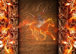 Grafika, Ogień, Koń