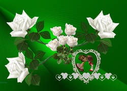 Grafika, Miłość, Białe, Róże