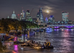 Nocna, Panorama, Londynu, HDR